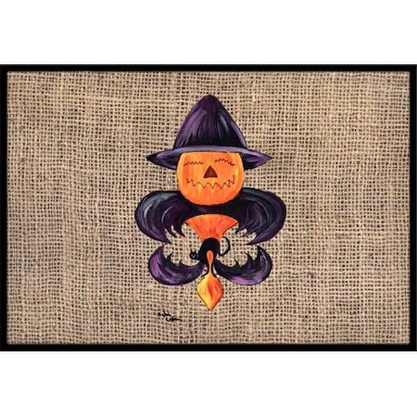 Carolines Treasures 8748MAT 18 x 27 in. Halloween Pumpkin Bat Fleur De Lis Indoor & Outdoor Doormat 8748MAT - main